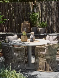 Best VAMDRUP + STORDALENMesa VAMDRUP Ø120 beis + 4 sillas STORDALEN natural Conjuntos Mesa Y Sillas De Jardín