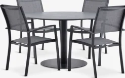 Sale VAMDRUP + STRANDBYMesa VAMDRUP Ø120 + 4 sillas STRANDBY gris Conjuntos Mesa Y Sillas De Jardín