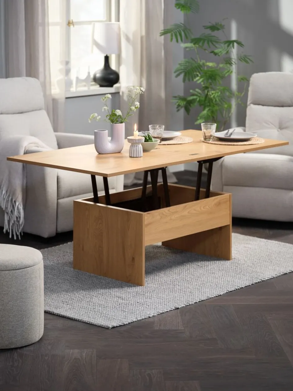 Online VARDEMesa de centro VARDE L80/160 elevable color roble cálido Mesas De Centro|Mesas Auxiliares