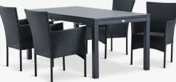 New VATTRUP + AIDTMesa VATTRUP L172/276 + 4 sillas AIDT negro Conjuntos Mesa Y Sillas De Jardín