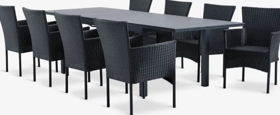 New VATTRUP + AIDTMesa VATTRUP L172/276 + 4 sillas AIDT negro Conjuntos Mesa Y Sillas De Jardín