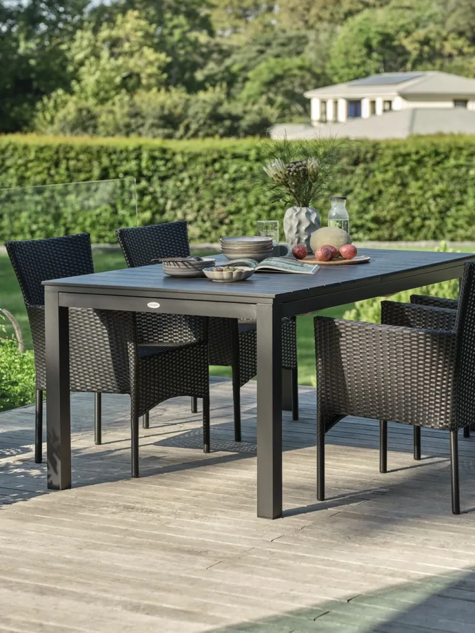 New VATTRUP + AIDTMesa VATTRUP L172/276 + 4 sillas AIDT negro Conjuntos Mesa Y Sillas De Jardín