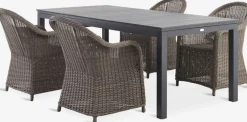 Online VATTRUP + GAMMELBYMesa VATTRUP L206/321 negro + 4 sillas GAMMELBY gris Conjuntos Mesa Y Sillas De Jardín