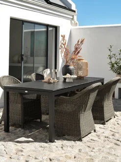 Online VATTRUP + GAMMELBYMesa VATTRUP L206/321 negro + 4 sillas GAMMELBY gris Conjuntos Mesa Y Sillas De Jardín