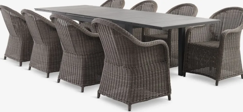Hot VATTRUP + GAMMELBYMesa VATTRUP L172/276 negro + 4 sillas GAMMELBY gris Conjuntos Mesa Y Sillas De Jardín