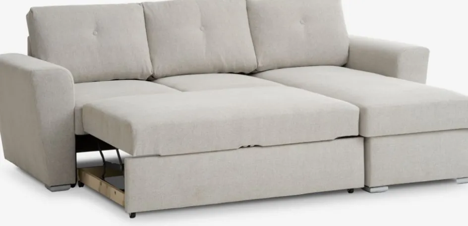 Online VEJLBYSofá cama chaise longue VEJLBY tela arena claro Sofás Cama|Sofás Cama