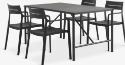 Discount VIERLI + INGSTRUPMesa VIERLI L149 + 4 sillas INGSTRUP negro Conjuntos Mesa Y Sillas De Jardín