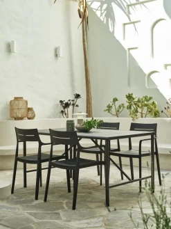 Discount VIERLI + INGSTRUPMesa VIERLI L149 + 4 sillas INGSTRUP negro Conjuntos Mesa Y Sillas De Jardín