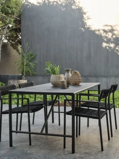 Outlet VIERLI + TRILLEVALLENMesa VIERLI L149 + 4 sillas TRILLEVALLEN negro Conjuntos Mesa Y Sillas De Jardín