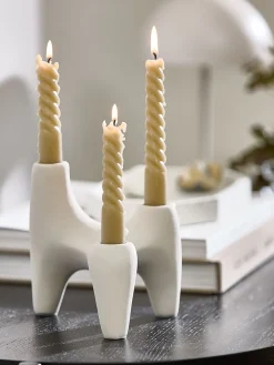 Outlet VIGNIRCandelabro VIGNIR A13xL16xA15cm blanco crudo Portavelas