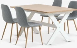 Clearance VISLINGE + JONSTRUPMesa VISLINGE L150 natural + 4 sillas JONSTRUP azul claro Mesas De Comedor|Conjuntos De Comedor