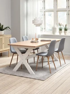 Discount VISLINGE + JONSTRUPMesa VISLINGE L190 natural + 4 sillas JONSTRUP azul claro Mesas De Comedor|Conjuntos De Comedor
