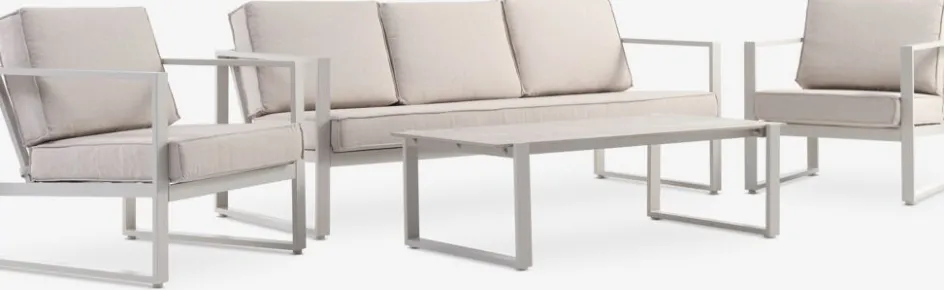 New VONGEConjunto muebles jardín VONGE 5 plazas beis Conjuntos Mesa Y Sillas De Jardín|Muebles De Jardín