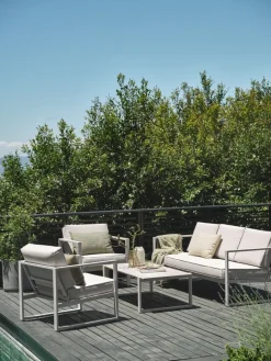 New VONGEConjunto muebles jardín VONGE 5 plazas beis Conjuntos Mesa Y Sillas De Jardín|Muebles De Jardín