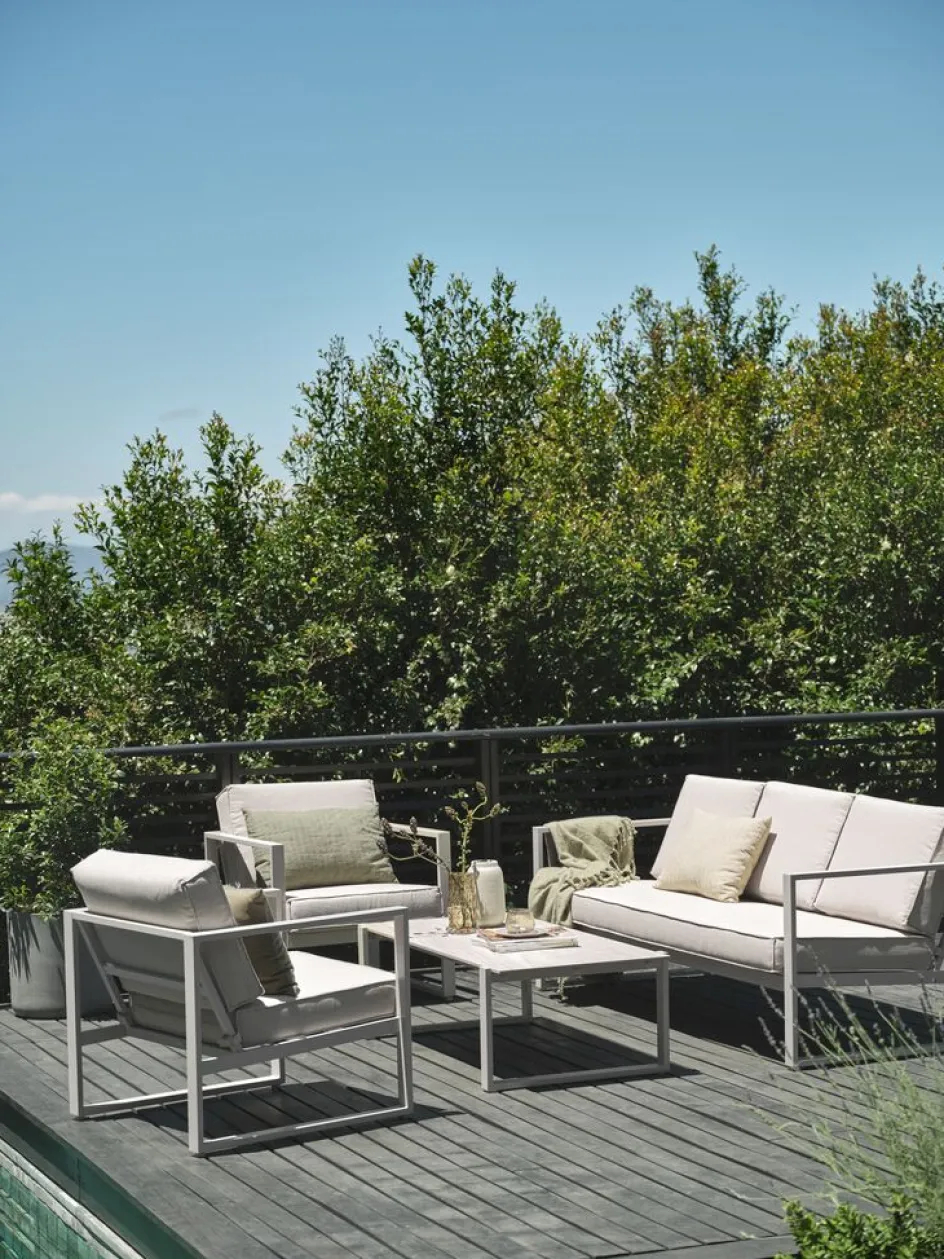 New VONGEConjunto muebles jardín VONGE 5 plazas beis Conjuntos Mesa Y Sillas De Jardín|Muebles De Jardín