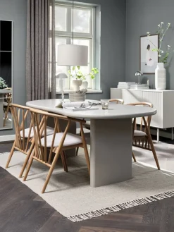 New VORDINGBORG + LYKSBORGMesa VORDINGBORG L198 beis + 4 LYKSBORG roble natural Mesas De Comedor|Conjuntos De Comedor