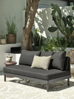 Hot VOSSSofá de exterior VOSS 2 plazas negro Muebles De Jardín