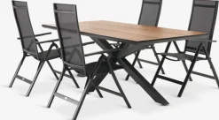 Sale YPNASTED + LOMMAMesa YPNASTED L215 natural + 4 sillas LOMMA negro Conjuntos Mesa Y Sillas De Jardín