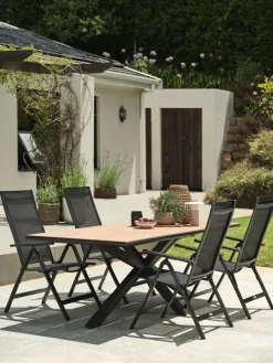 Sale YPNASTED + LOMMAMesa YPNASTED L215 natural + 4 sillas LOMMA negro Conjuntos Mesa Y Sillas De Jardín