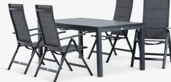 VATTRUP + MYSENMesa VATTRUP L172/276 negro + 4 sillas MYSEN gris Conjuntos Mesa Y Sillas De Jardín